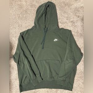 Nike Olive Green Crewneck Hoodie with White Swoosh